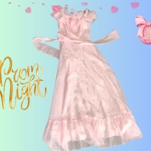 VINTAGE 80s Roberta Soft Pink PROM GOWN DRESS WOMENS SMALL